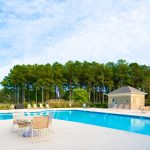 Resort style pool and sunning deck in Crow Creek Golf Course
